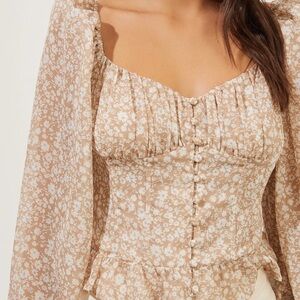 Astr revolve cute beige Floral milkmaid Blouse